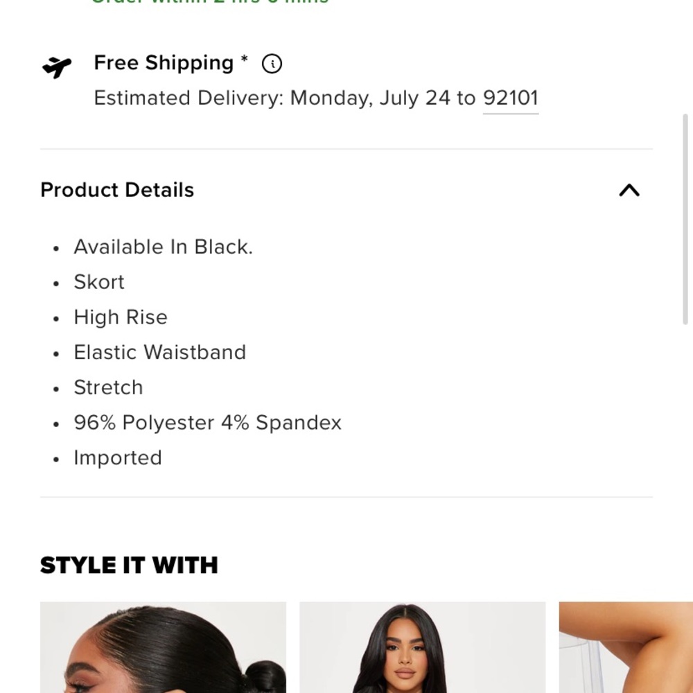 Fashion Nova Bounce Black Skort - Picture 8 of 8